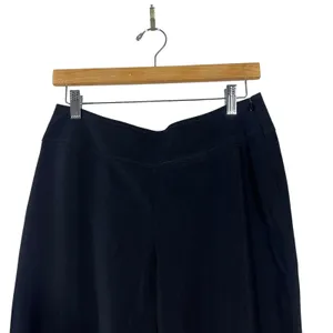 White House Black Market Wide Leg Trousers Solid Black Professional Stretch Sz 6 thumbnail 2