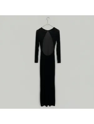 Black Sheer Open Back Whimsigoth Goth Maxi Dress Beach Cover-Up Long Sleeve S thumbnail 3