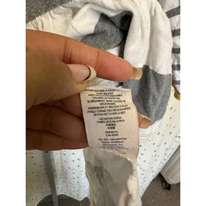 We The Free 100% Cotton Grey White Stripes Contrasting Yellow Trim Peplum Top M thumbnail 6