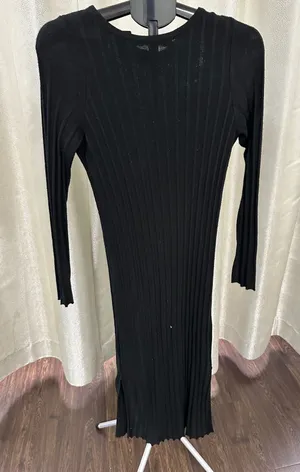 ASOS Design Black Ribbed‎ Knit Maxi Dress | Long Sleeve | US 4 thumbnail 1