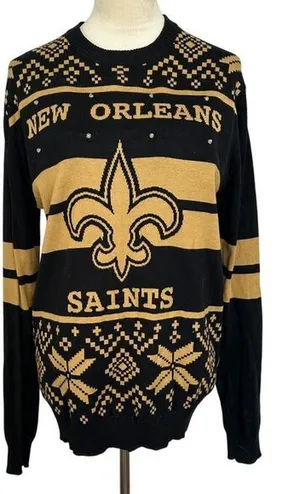 NFL New‎ Orleans Saints Light Up Ugly Christmas Sweater Holiday Womens Medium thumbnail 1
