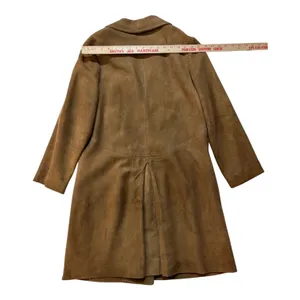 Vintage 60’s Leather Jacket Coat Brown Small Suede Leather Buttons Lined Collar thumbnail 9