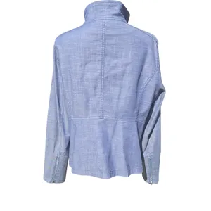 White House Black‎ Market -961 WHBM Chambray Moto Jacket Womens 14 thumbnail 4