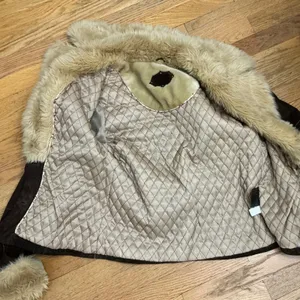 Y2K Wilsons Penny Lane Suede Leather Jacket M Chocolate Brown Afghan Western VTG thumbnail 5