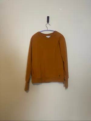 Athleta Womens Triumph Crewneck Sweatshirt Cattail Brown Orange Comfy Size Small thumbnail 2