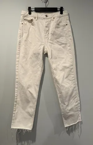 Topshop Jeans Women 29** White High Rise Raw Hem Travel Coastal Cottage Vacation thumbnail 1