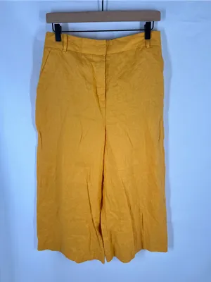 Worthington High Waist Wide Leg Crop Linen Pants M California Gold NWT thumbnail 2