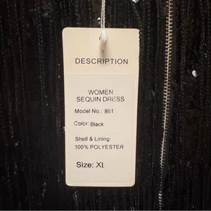 NWT RED DOT BOUTIQUE‎ Black Sequin Fringe Tassel Mini Dress - XL thumbnail 7