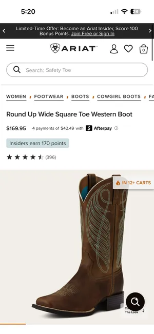 Ariat Round Up Wide Square Toe Western Boot thumbnail 6