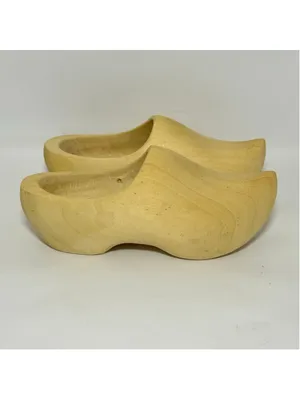 Dutch Holland Handmade Traditional Plain Solid Wood Wooden Clog Shoes Size 39 thumbnail 2