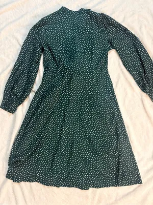 Lumie Dark Green Polka Dot Midi Dress with Tie Waist thumbnail 10