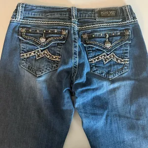 MISS ME Denim Easy Boot Thick Stitch Bling Studded Pockets Blue Jeans Size 29 thumbnail 6