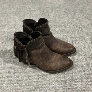Circle G Corral Fringe Ankle Boots Womens 6 Distressed Leather Western Booties thumbnail 6