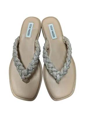 Steve Madden Amily Rhinestone Thong Sandals Slip On Silver 8.5 thumbnail 4