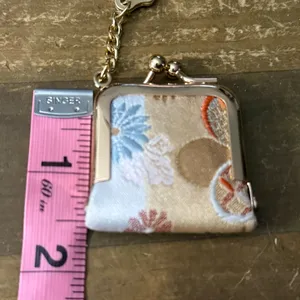 Vintage Japanese Gamaguchi Chirimen Crape purse keychain thumbnail 2