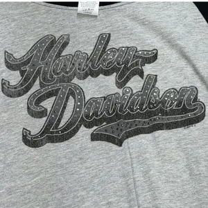 Harley Davidson Raglan Shirt Womens L Gray Bling Glam Biker Americana Moto USA thumbnail 5