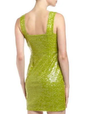 Marc New York Sequin Lime Green Mini Dress Vintage Size 4 thumbnail 2