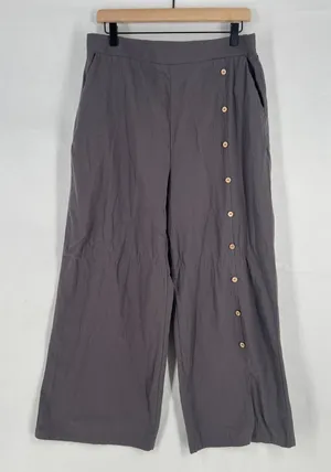 Coco + Carmen Wide Leg Pants Womens L\XL Gray Cotton High‎ Rise Elastic Waist thumbnail 1