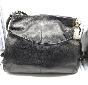 COACH black leather three compartment shoulder bag thumbnail 10
