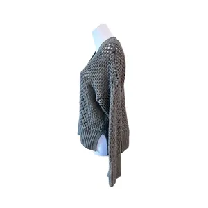 Abercrombie & Fitch Basket Weave Cotton Open Cardigan‎ Sweater SMALL Gray Shrug thumbnail 2