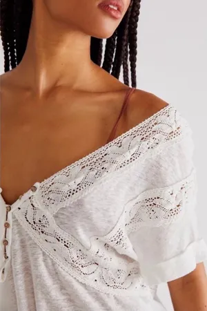 Free People nwt bohemian crochet oversize white cotton Linen top blouse tunic thumbnail 6