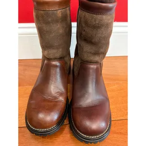 UGG Sunburst Tall Boots Womens Brown Leather Suede‎ Shearling Lined 8 thumbnail 8