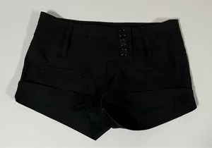 Black Solid Buttoned Cuffed Shorts Bottoms Size XS 🖤 thumbnail 1