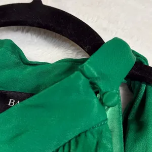 Bardot L Green Wrap Ruffle Hem Halter Mini Dress Tie Sash Cocktail Wedding Guest thumbnail 7