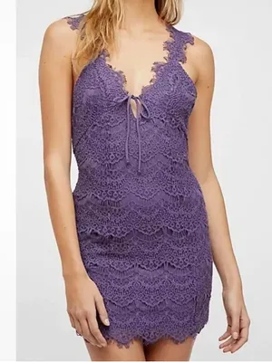 Free People "Night Moves" Lace Bodycon Slip Dress thumbnail 2
