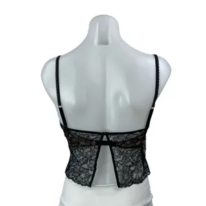 House of CB Black Floral Lace Sheer Bustier Underwire Cami Crop Top Size XS thumbnail 3
