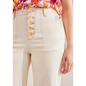 Tribal Jeans‎ Brooke High Rise Wide Leg Crop Pants Button Fly Size 2 Cream Ecru thumbnail 3