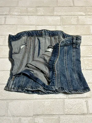 H&M Denim Corset-Style Tube Top thumbnail 3