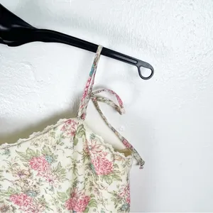 AMERICAN VINTAGE Floral Lace Trim Tie Shoulder Straps Back Zipper Maxi Dress 7/8 thumbnail 9