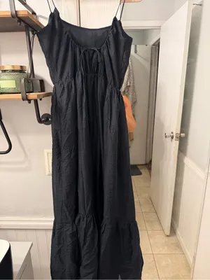 Abercrombie & Fitch Black Spaghetti-Strap Maxi Dress thumbnail 4