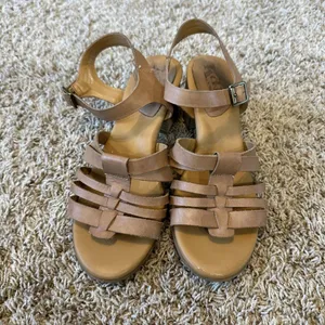 Korks Kork Ease Sandals Womens 8 Cilla Shoes Strappy Heel Tan Leather‎ Comfort thumbnail 4