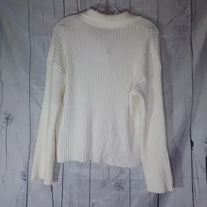 Sincerely Jules Off White Ribbed Knit Boho Cozy Chic Button Front Cardigan NWT thumbnail 8