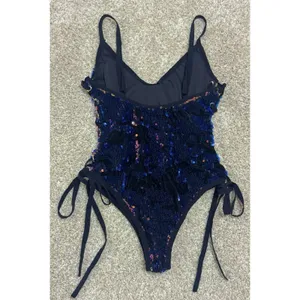 iHeartRaves Sequin Burnout Lace Up Bodysuit Rave Festival Party EDM Size S thumbnail 8