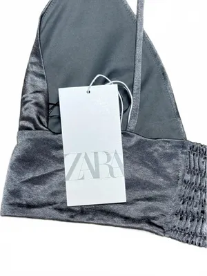 Zara Silver-Grey Strappy bralette top Size L NWT Y2K thumbnail 3