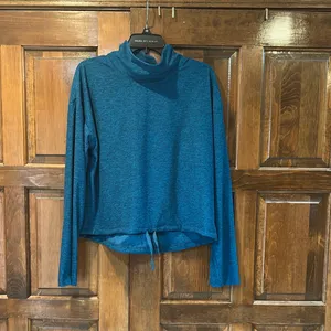 Canada Weather Gear Women's‎ XL Blue Marled Funnel Neck Drawstring Hem Top thumbnail 3