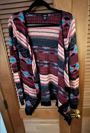 Rue 21 multicolor open front Striped Cardigan size medium thumbnail 1