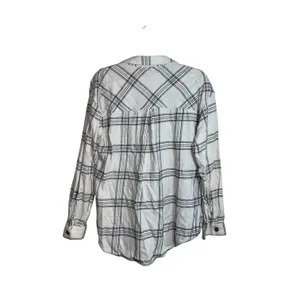 Maurices Cabin Plaid Boyfriend Button Down Shirt White Black Oversized thumbnail 6
