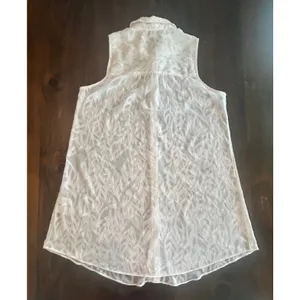 Lilly Pulitzer Tunic Top Large White Sleeveless Leaf‎ Design Resortwear Tropical thumbnail 5