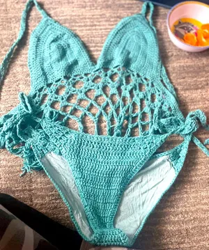 Teal crochet bikini Size M thumbnail 1
