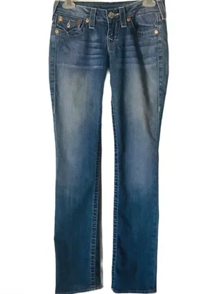 True Religion Straight Leg Blue Jeans thumbnail 1