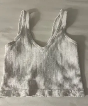 Out From Under Urban Outfitters White Ribbed Cropped Tank Top thumbnail 1