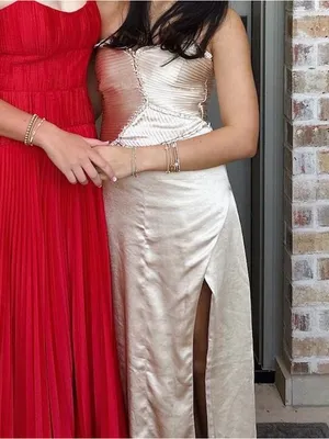 Meshki gold strapless dress thumbnail 2