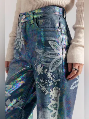 Free People We The Free Tinsley Printed High-Rise Illusions Jeans Sz.27 NWT thumbnail 4