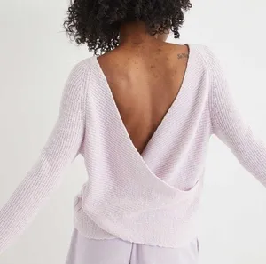 Lilac colored aerie cross back sweater thumbnail 2