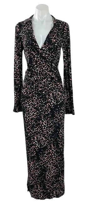 Free People Shayla Floral Deep V Neck Long Sleeve Slit Wrap Maxi Dress Size S thumbnail 1