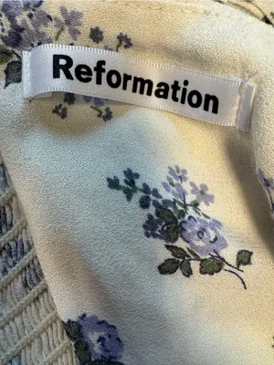 Reformation Posie Midi Dress Theresa Print Blue White Floral Size 8 EUC thumbnail 4
